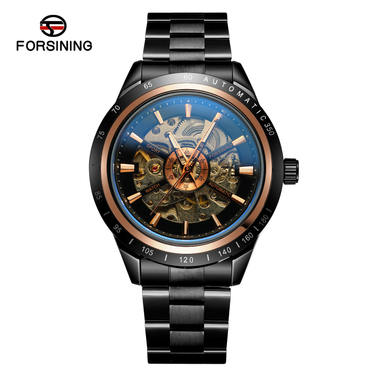 Forsining Men’s Blue Glass Mechanical Watch – Automatic Alloy Strap Timepiece