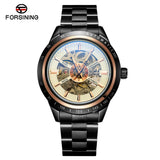 Forsining Men’s Blue Glass Mechanical Watch – Automatic Alloy Strap Timepiece