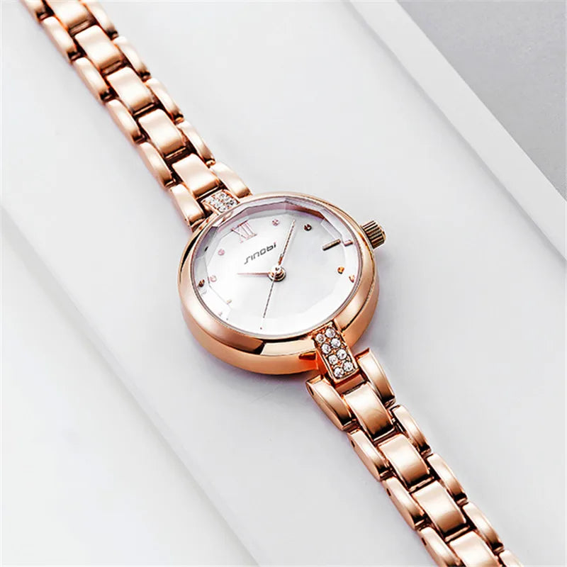 Sinobi Women's Quartz Watch – Slim Alloy Band, Waterproof Analog Wristwatch