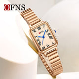 OFNS Women’s Square Quartz Watch – Elegant Roman Dial, Stainless Steel Strap