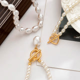 3-Layer Pearl Necklace Set for Women – With Heart & Gold Toggle Clasps