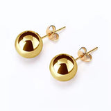 Gold Stainless Steel Earrings for Women – Geometric Round Studs, Light Luxury