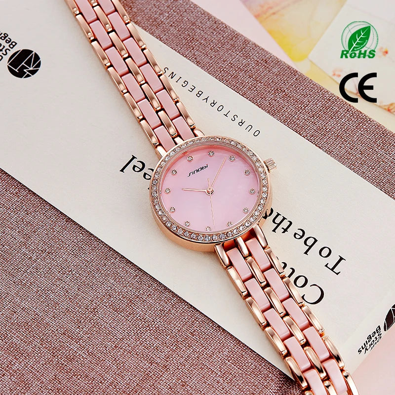 SINOBI Women's Luxury Quartz Watch – Alloy Band, Waterproof Elegant Fashion Timepiece