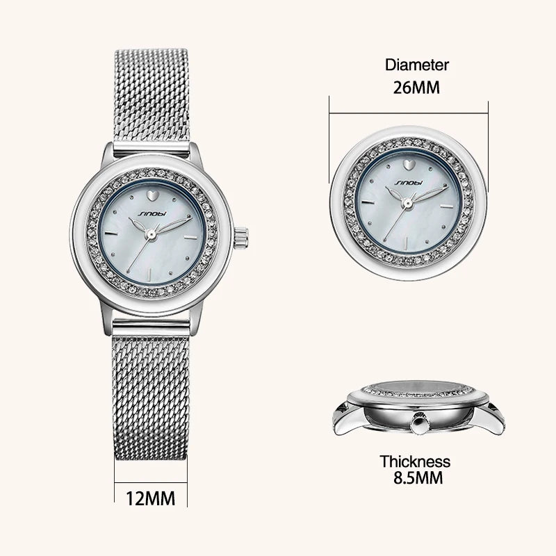 SINOBI Women's Chronograph Sport Watch – Waterproof Quartz Mesh Strap Timepiece