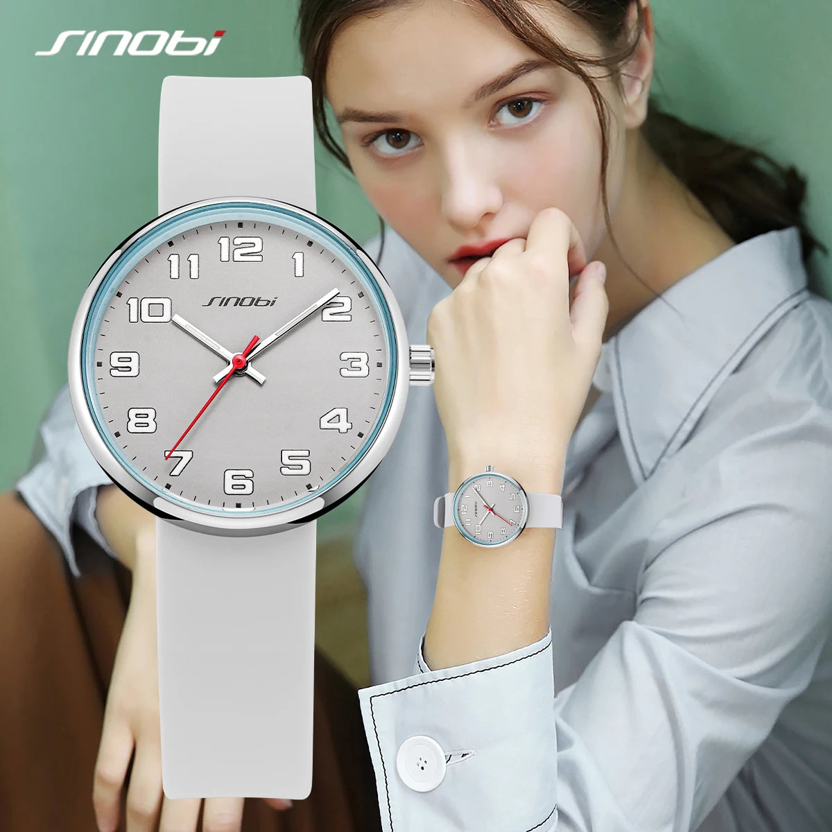 Sinobi Women's Classic Sports Quartz Watch – Luminous Hands, Silicone Strap