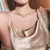 Elegant Pearl Leaf Link Necklace for Women – Retro Korean Style Titanium Steel Jewelry
