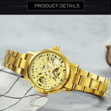 T-WINNER Unisex Automatic Skeleton Watch – Vintage Steel Band Mechanical Wristwatch