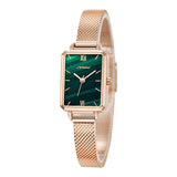 SINOBI Women's Rectangle Quartz Watch – Stainless Steel Strap, Luxury Timepiece