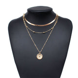 Layered Coin Pendant Necklace – Sparkling Multi-Chain Jewelry for Women