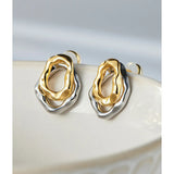 Molten Core Irregular Stud Earrings – Gold & Silver Modern Chic Jewelry for Women