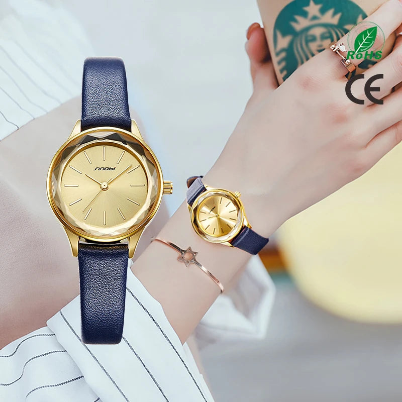 Sinobi Women's Classic Quartz Watch – Elegant Leather Strap, Analog Timepiece