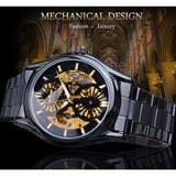 Winner Skeleton Automatic Mechanical Watch for Men – Stainless Steel Waterproof Timepiece
