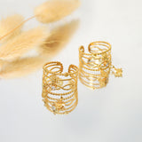 Gold Geometric Stack Ring for Women – Retro Titanium Steel Multi-Layer Jewelry