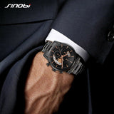 Sinobi Men’s Chronograph Quartz Watch – Stainless Steel Business Timepiece with Multiple Dials