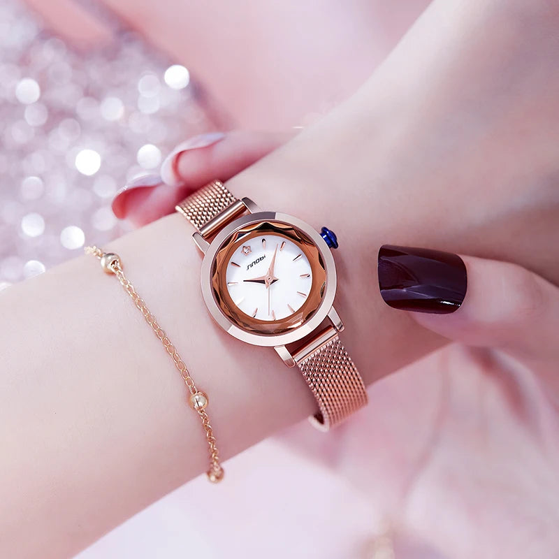SINOBI Luxury Women's Chronograph Watch – Waterproof Quartz Mesh Strap Timepiece