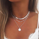 Layered Coin Pendant Necklace – Sparkling Multi-Chain Jewelry for Women