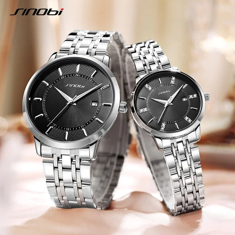 Sinobi Women's Quartz Watch – Luxury Waterproof Stainless Steel Watch with Date Display