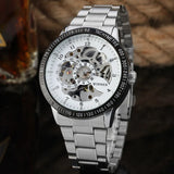 T-Winner Men’s Silver Skeleton Watch – Automatic Mechanical Sports Timepiece
