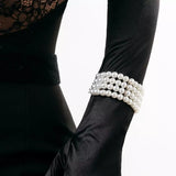 Classic Wrap Chunky Pearl Bracelet – 4-Layer French Style Imitation Pearl Jewelry