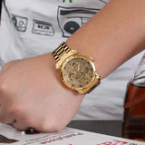 T-Winner Men’s Dragon Skeleton Watch – Automatic Mechanical Gold Luxury Timepiece