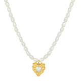 Heart Glow Pearl Neckpiece – Lightweight Vintage Pearl Necklace For Women