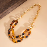 Leopard Print Choker Necklace – Trendy Gold Geometric Chain Jewelry for Women