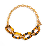 Leopard Print Choker Necklace – Trendy Gold Geometric Chain Jewelry for Women