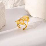 Textured Filigree Gold Ring for Women – Adjustable Stainless Steel Jewelry