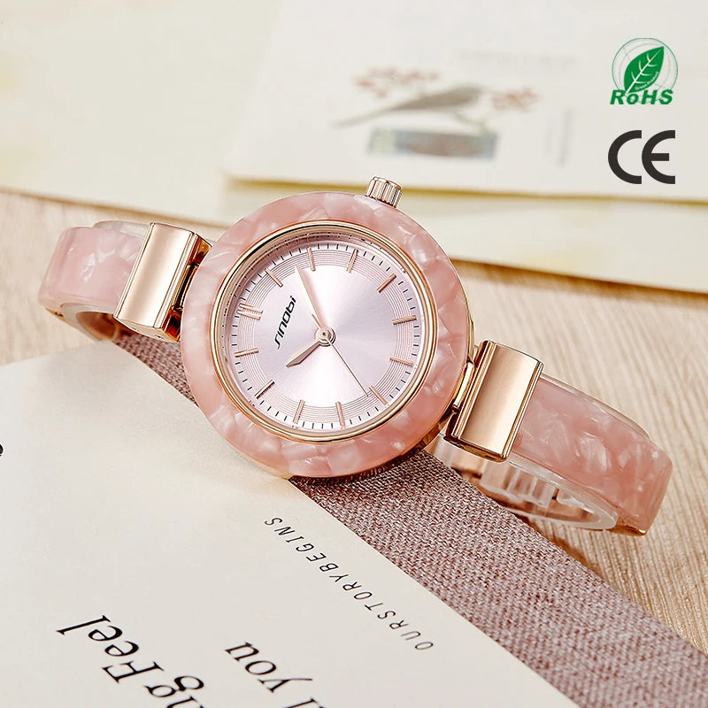 Sinobi Elegant Women's Quartz Ring Watch – Waterproof Alloy, 30mm Dial, Fashion Accessory
