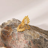 Textured Filigree Gold Ring for Women – Adjustable Stainless Steel Jewelry