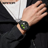 Sanda Men’s Quartz Watch – Hollow Rotatable Dial, Stainless Steel Strap Watch