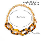 Leopard Print Choker Necklace – Trendy Gold Geometric Chain Jewelry for Women