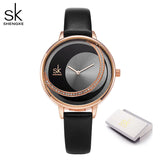 SK Women’s Quartz Watch – Diamond Waterproof Classic Strap Fashion Wristwatch