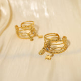 Gold Geometric Stack Ring for Women – Retro Titanium Steel Multi-Layer Jewelry