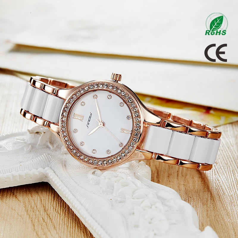 SINOBI Women's Waterproof Quartz Watch – Alloy Band Luxury Fashion Timepiece