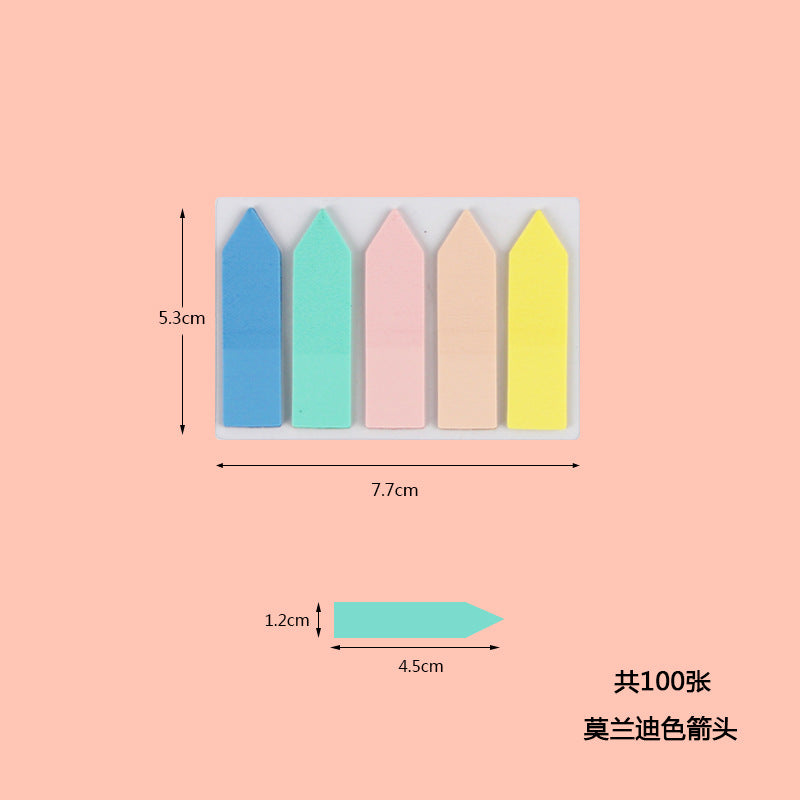 Pet Transparent Sticky Note Fluorescent Color Bar Index Sticker Student Self-Adhesive Waterproof Arrow Classification Label Sticker Wholesale
