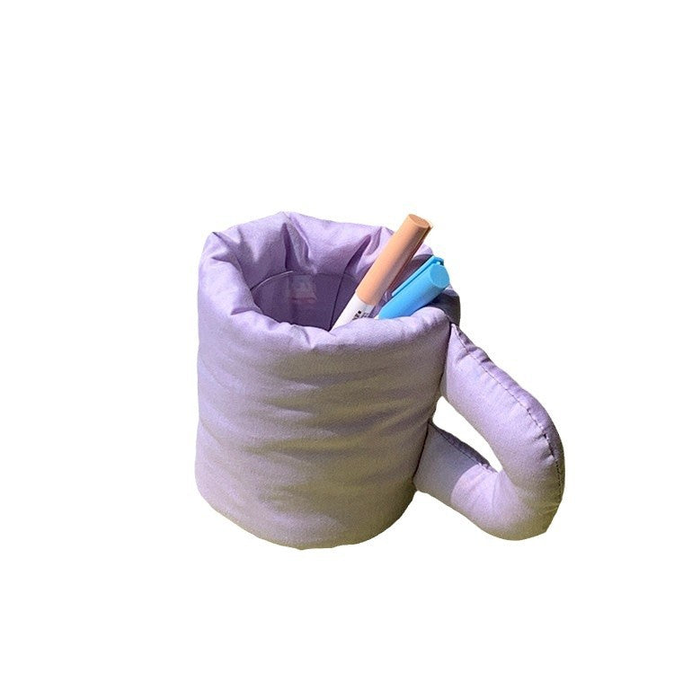 Colorful Pen Holder, Cotton-Filled Storage Cup, Dopamine Pen Bag, Fat Cup Ornament, Multifunctional Pen Holder, Satchel Fabric Water Cup