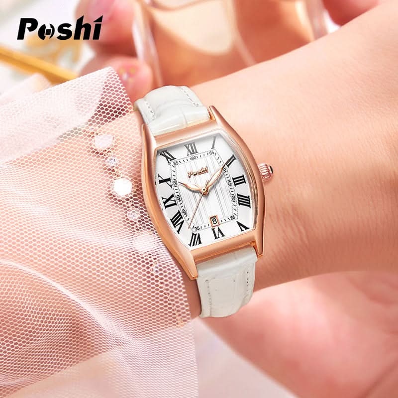 POSHI Women's Retro Barrel-Shaped Quartz Watch