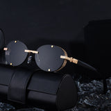 2025 New Oval Frameless Sunglasses European and American Retro Punk Sunglasses Stage Performance Fashion Street Beat Glasses