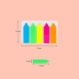 Pet Transparent Sticky Note Fluorescent Color Bar Index Sticker Student Self-Adhesive Waterproof Arrow Classification Label Sticker Wholesale