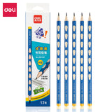 Deli elementary school student non-toxic hole pencil first grade kindergarten hb thick rod 2b hole pen triangle Rod wholesale