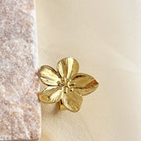 Gold Floral Statement Ring for Women – Adjustable Stainless Steel Blossom Design