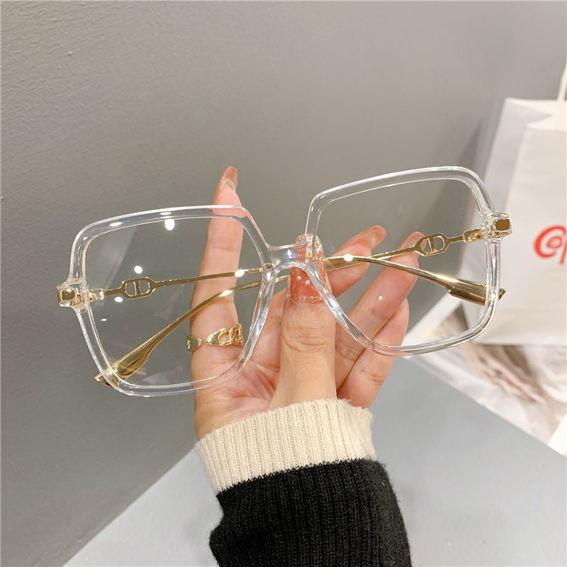 2023 in stock direct supply of anti-blue light Europe and the United States flat glasses goggles cross-border fashion large frame metal glasses frame