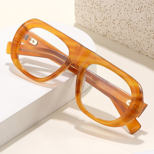 Ysat3016 New Business Acetate Plain Mirror European and American Simple Oval Frame Glasses Cross-Border Versatile Decoration