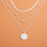 Round Pendant Layered Chain Necklace for Women – Elegant Punk Statement Jewelry