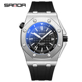 Sanda Men’s Sports Quartz Watch – Luminous Dial, Waterproof Silicone Strap