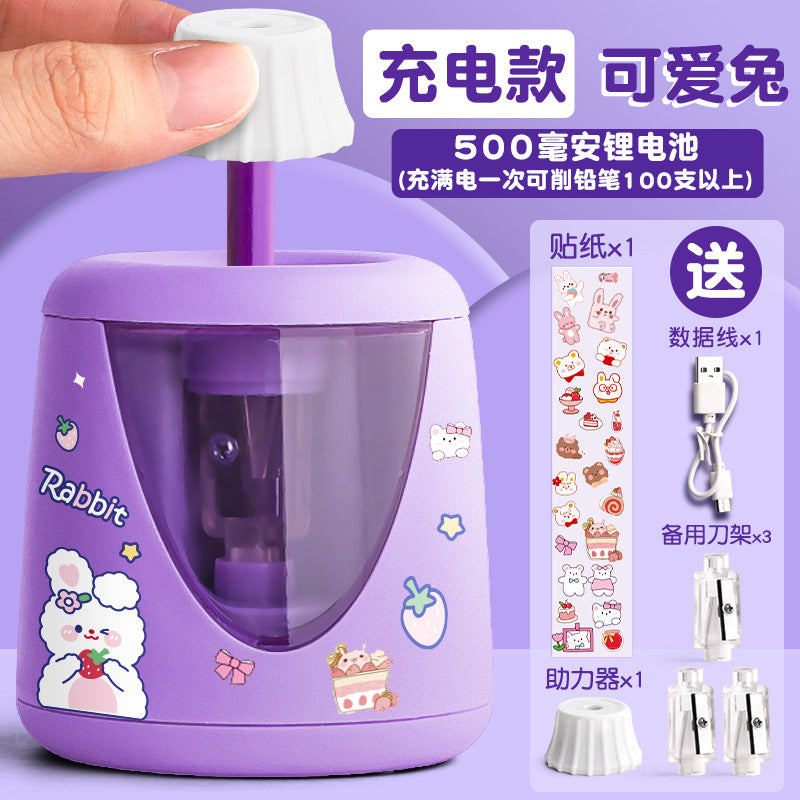 True Color Pencil Sharpener, Automatic Pencil Sharpener, Special Electric Pencil Sharpener for Children and Primary School Students, Rechargeable Pencil Sharpener