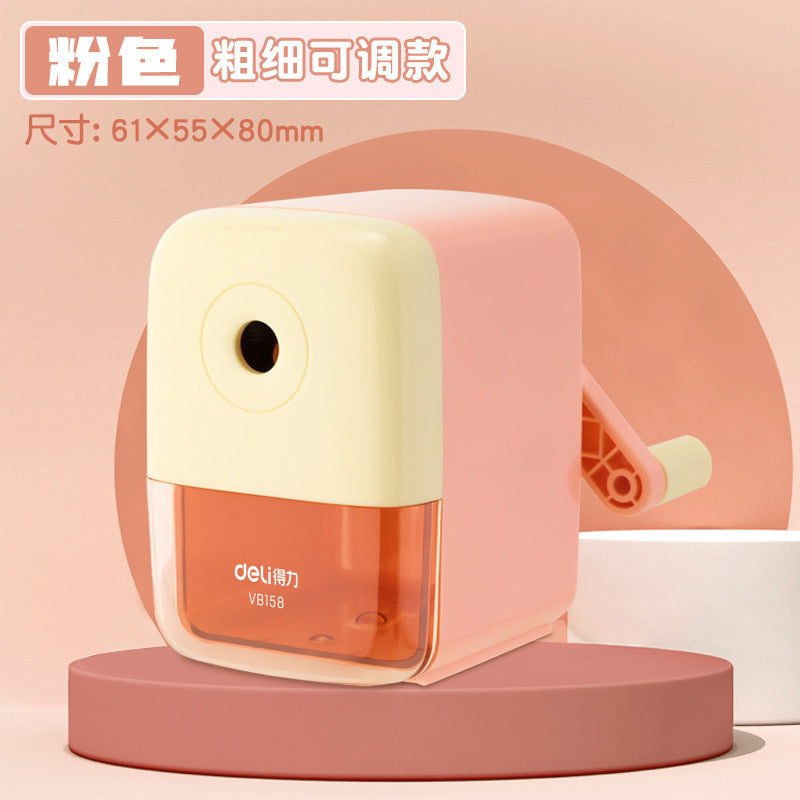 Deli Automatic Pen-Feeding Manual Pencil Sharpener with Multiple Settings for Students, Cartoon Style, Wholesale