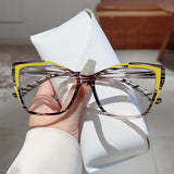 Polygon Cat-Eye Anti-Blue Light Glasses for Women – Full Frame Flat Lens