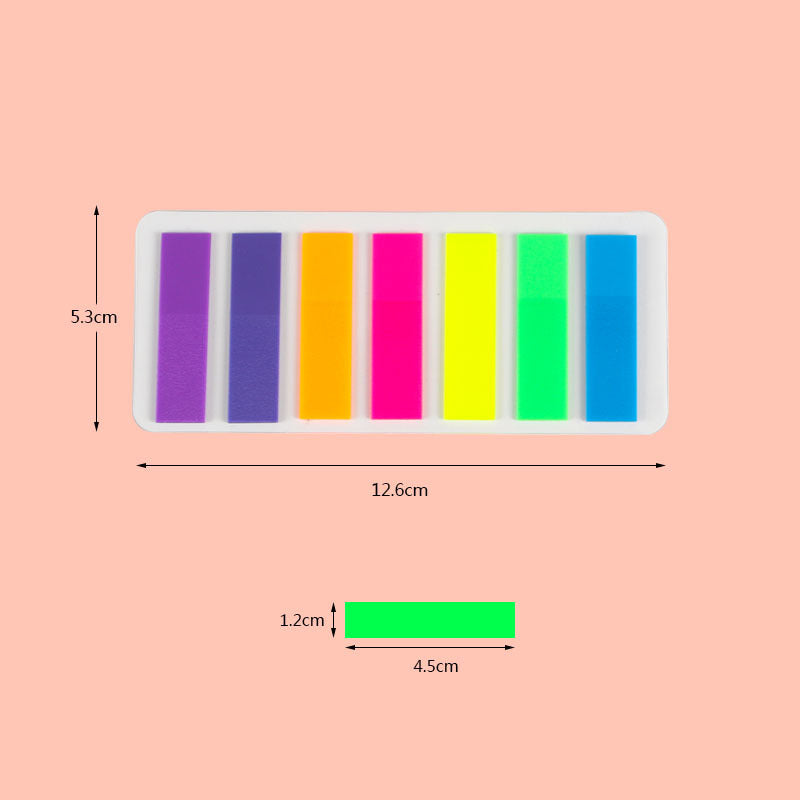 Pet Transparent Sticky Note Fluorescent Color Bar Index Sticker Student Self-Adhesive Waterproof Arrow Classification Label Sticker Wholesale